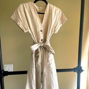 Linen button front dress